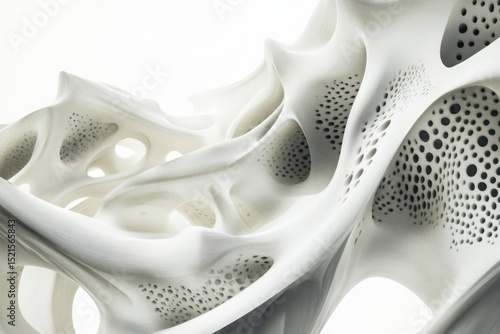 Abstract porous structure in white, architectural design and material science applications