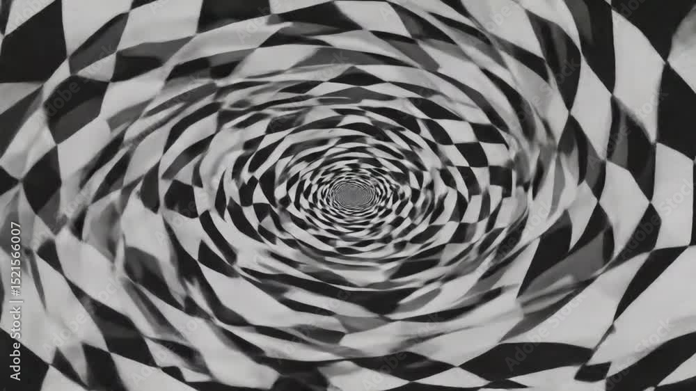 Video „Hypnotic Illusion: A black and white spiral of checkered ...
