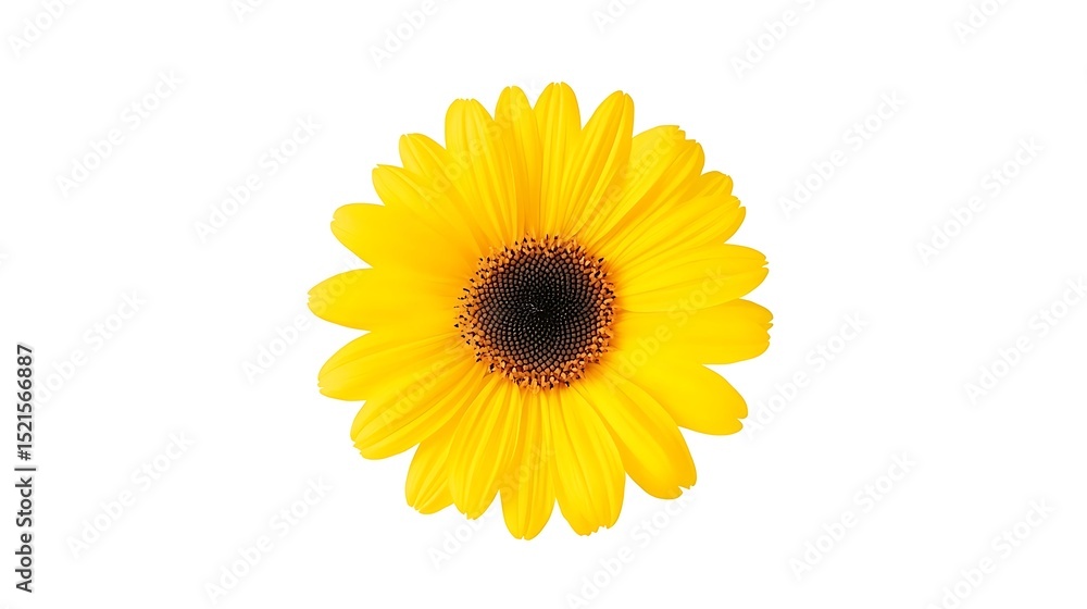 Fototapeta premium Vibrant yellow gerbera daisy flower isolated on a clean white background