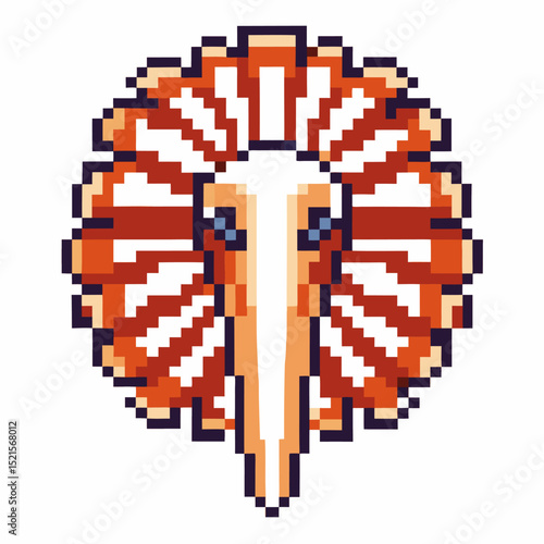 Pixel art armadillo with vibrant spiral shell, bold colors retro gaming, creative digital illustration