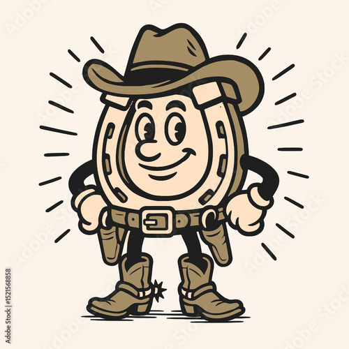 Cowboy Horseshoe Mascot Vector Illustration