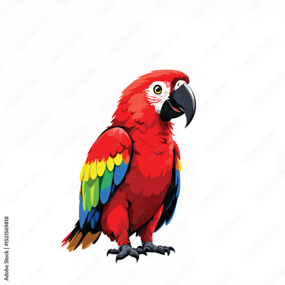 Obraz premium Adorable cartoon Parrot vector illustration isolated