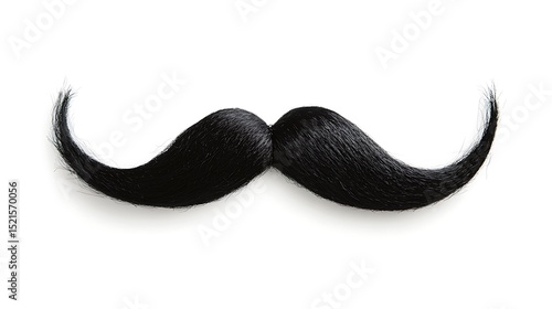Classic black handlebar mustache on a white background adds a touch of whimsy