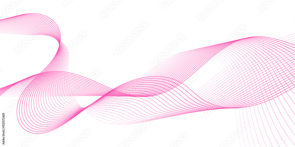 Fototapeta premium White background with pink flowing wave lines. Vector illustration.