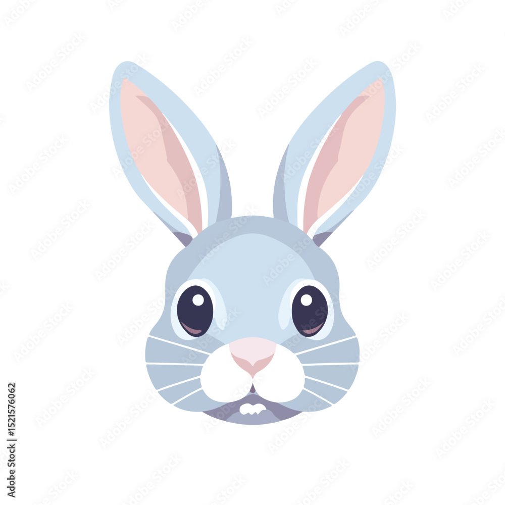 Detailed Cute Rabbit Head Flat Style Icon Vector Illustration for Design Projects Detailed Cute Rabbit Head Flat Style Icon Vector Illustration for Design Projects