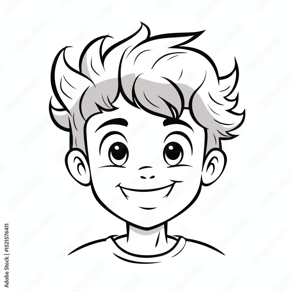 Professional Vector Illustration of a Young Happy Boy with Expressive Facial Expression Professional Vector Illustration of a Young Happy Boy with Expressive Facial Expression