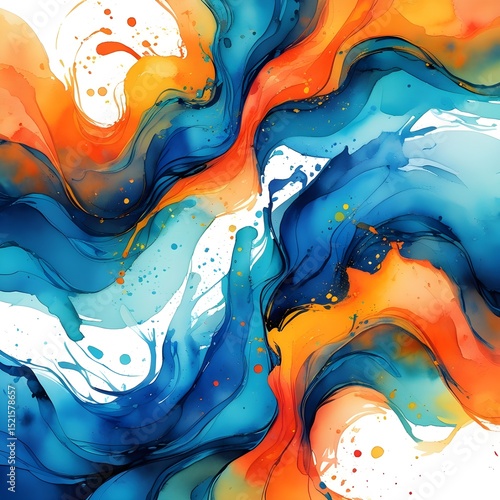 Blue and Orange Abstract Fluid Flow
