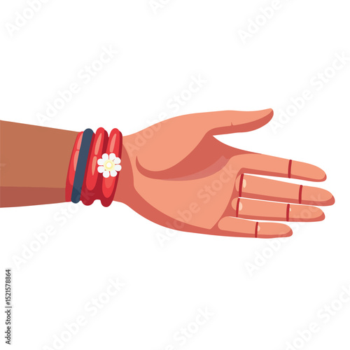 Cultural significance of Hindu wristbands depicted through vector illustration of hand using the symbolic accessory