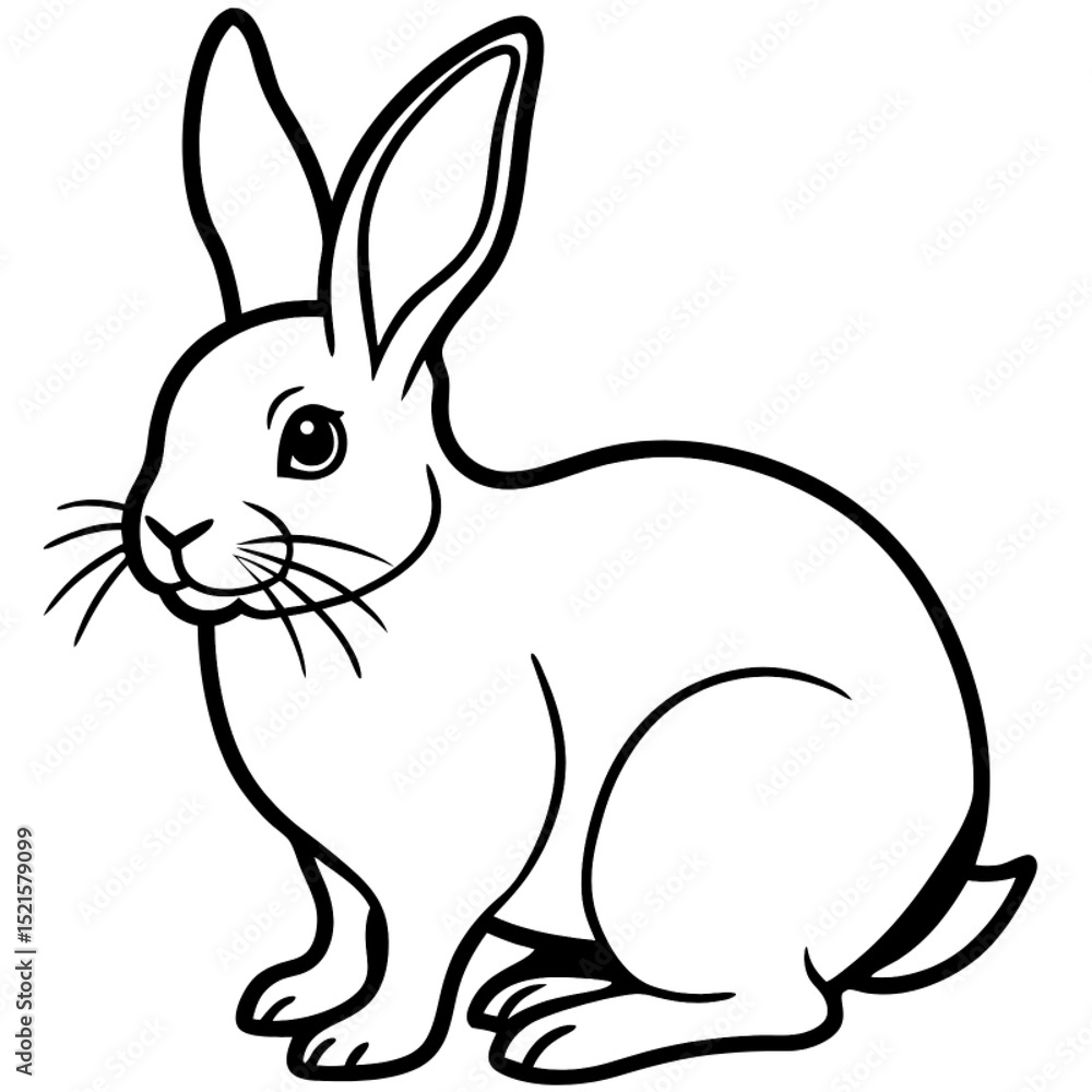 Fototapeta premium Cute vector illustration of a cartoon bunny or rabbit for Easter, featuring a happy, funny, baby animal on a white background