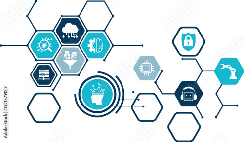 AI Powered Search Engines artificial intelligence drive digital marketing, SEO automation. Vector illustration