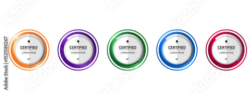 Set certificate badge circle or rounded vector editable