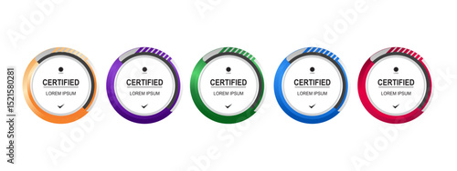Set certificate badge circle or rounded vector editable