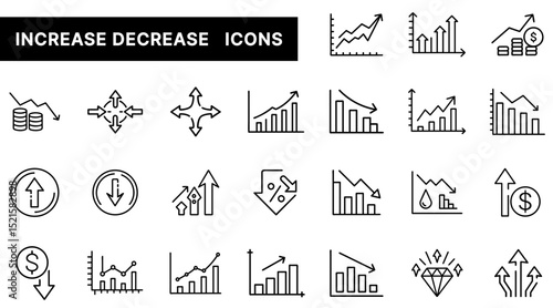 Increase and Decrease Trend Icons Set Representing Growth, Decline, and Financial Performance