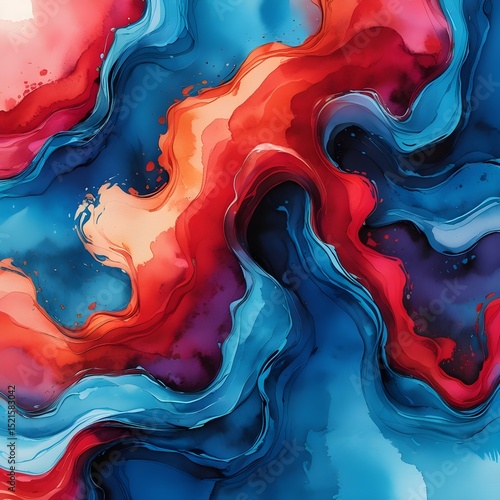 Red & Blue Fusion Abstract