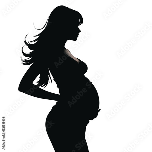 Professional Silhouette Vector Illustration of a Pregnant Woman for Graphic Design Projects