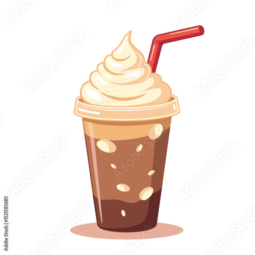 Iced coffee with straw vector, refreshing drink on transparent background, perfect for summer beverages, food blogs, and culinary presentations
