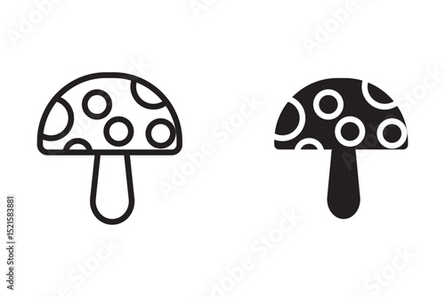 Mushrooms icon set, Black silhouette Vector designs elements template icons, mushroom farm logo vintage , fungus mold clip art psychedelic groove element decoration sticker, on transparent background