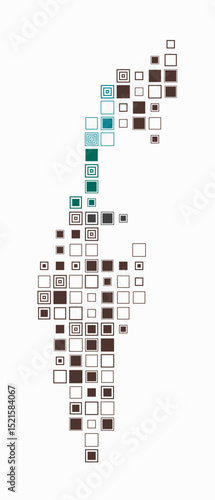 Israel, shape of the country build of colored cells. Digital style map of the Israel on white background. Large size square blocks. Classy vector illustration.