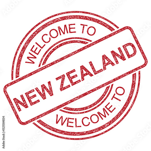 Welcome to New Zealand, Grunge rubber stamp from New Zealand, vintage travel stamp on transparent background, vector illustration red