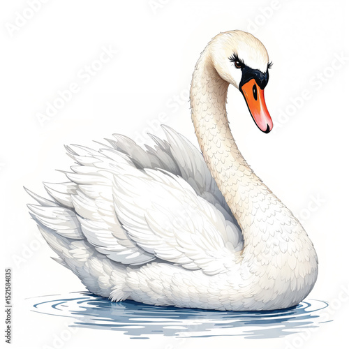 Adorable cartoon Swan vector illustration isolated