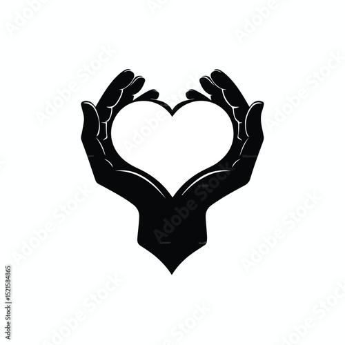Silhouette Hands Holding Heart Symbolize Love and Care for Graphic Designs