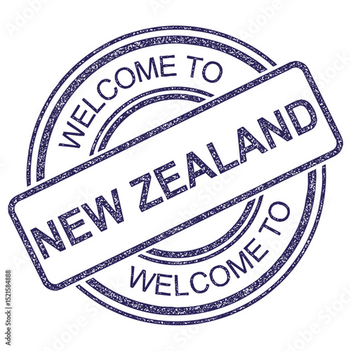 Welcome to New Zealand, Grunge rubber stamp from New Zealand, vintage travel stamp on transparent background, vector illustration blue