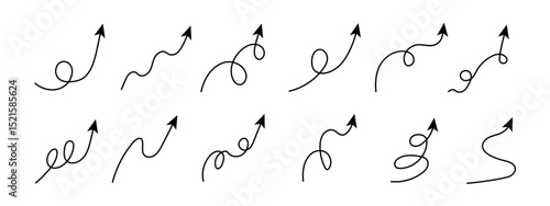 Set of hand drawn squiggle arrows icons