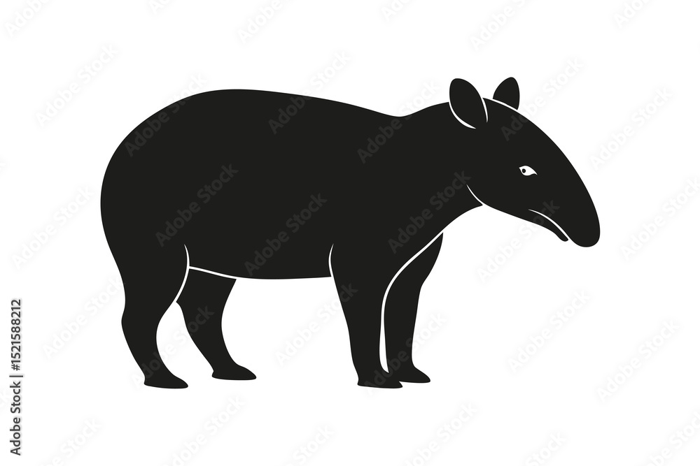 Fototapeta premium Tapir silhouette vector illustration on white background 
