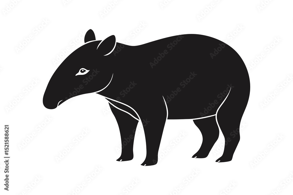 Fototapeta premium Tapir silhouette vector illustration on white background