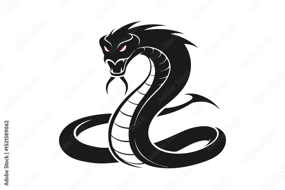 Fototapeta premium Snake black tattoo vector illustration on white background