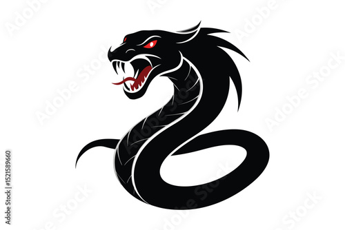 Angry viper silhouette isolated on white background