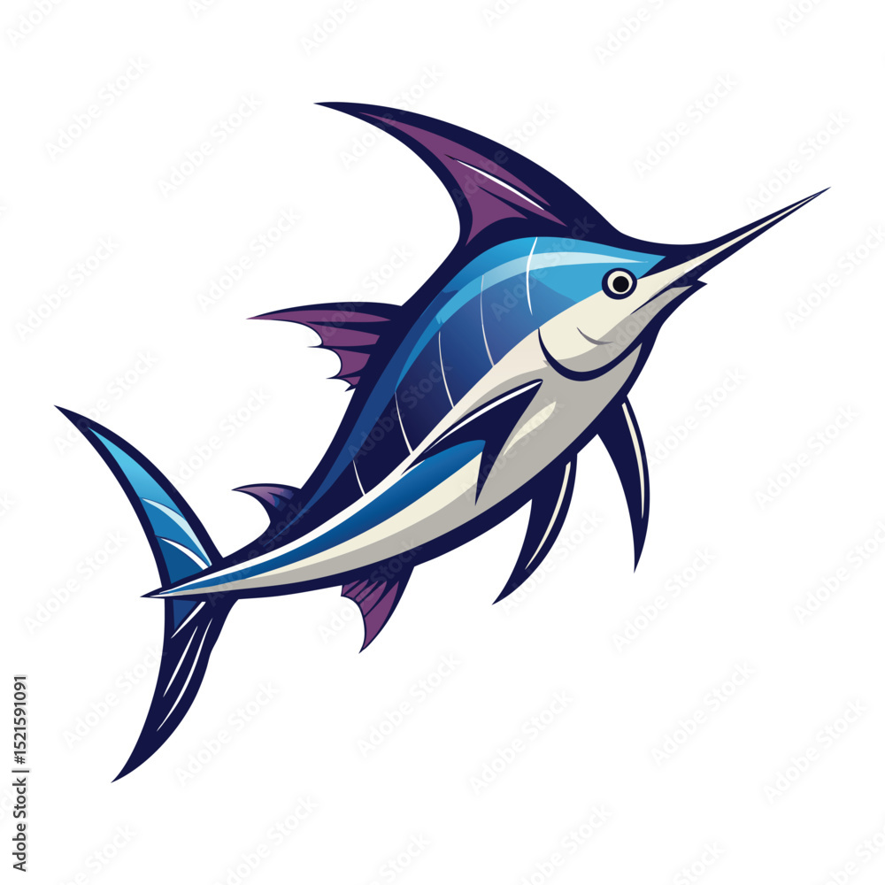 Naklejka premium swordfish silhouette vector illustration white background.