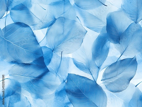 Wallpaper Mural Monochrome Blue Texture of Dry Petals and Transparent Leaves Torontodigital.ca