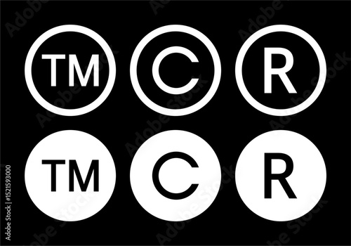 copyright symbol, trademark, Registered Trademark, vector icon