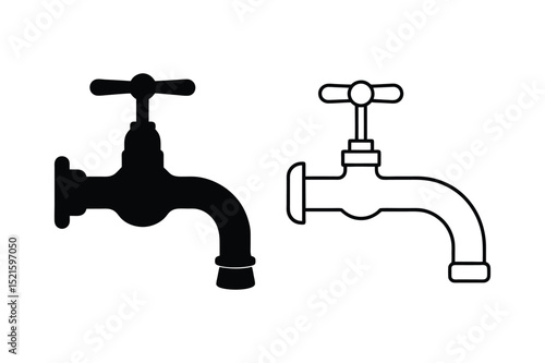 Set of water tap vector art illustration