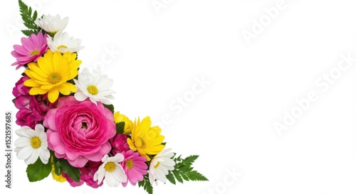 Colorful spring flower corner border arrangement