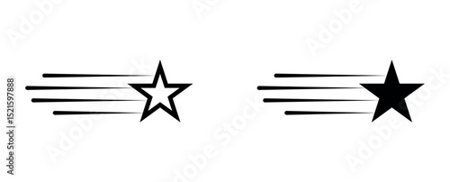 Shooting star icon. star trail icon. falling star sign. star firework star icon png and vector illustration on transparent background