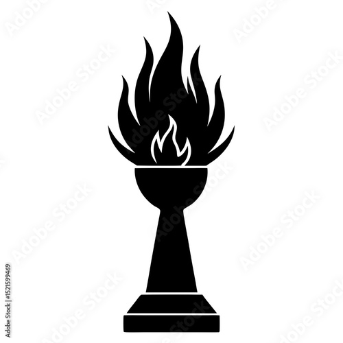 burning torch isolated on white background