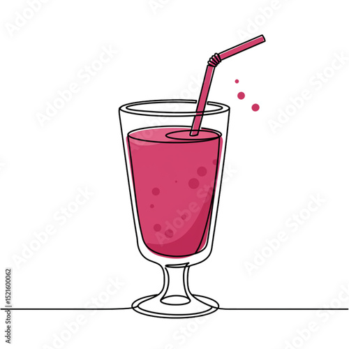 Refreshing Summer Smoothie: Vibrant pink drink with a straw in a stylish glass