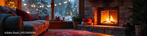 Cozy living room with a warm, glowing electric heater providing comforting background heat on a cold winter's day Perfect for home, comfort, and winter themes , hygge, boiler