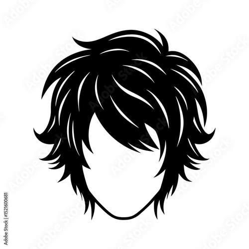 Stylish boy short hair silhouette isolated on transparent background