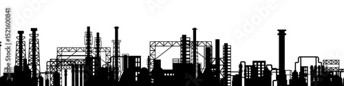 Industrial factory skyline in black color silhouette style