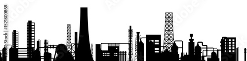 Industrial factory skyline in black color silhouette style