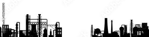 Industrial factory skyline in black color silhouette style
