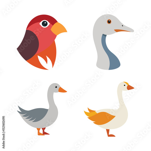 flat color bird head  