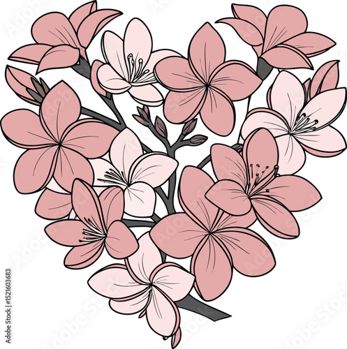 Beautiful Heart Made of Pink and Peach Peonies  Romantic Floral Design Perfect for Cards Invitations and Holiday Decor