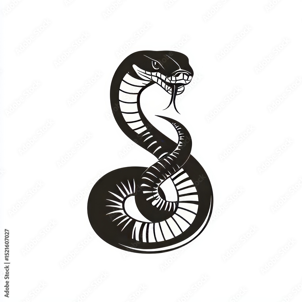 Fototapeta premium A black snake's silhouette is represented in a modern illustration