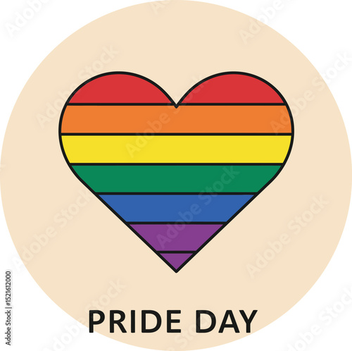 Rainbow Heart Pride Day Celebration Design Symbolizing LGBTQ+ Community Love and Support Vector Illustration 