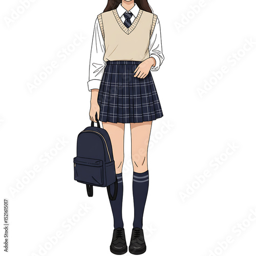 young woman with a suitcase ilustration 