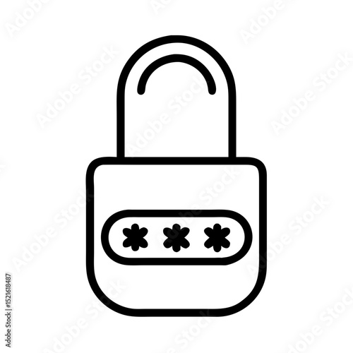 Password protected padlock icon in outline style